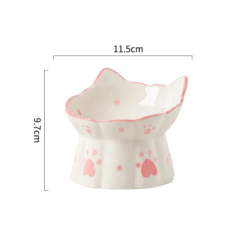 Elevated Ceramic Pet Food Bowl Set - Raised Feeder for Cats & Small Dogs