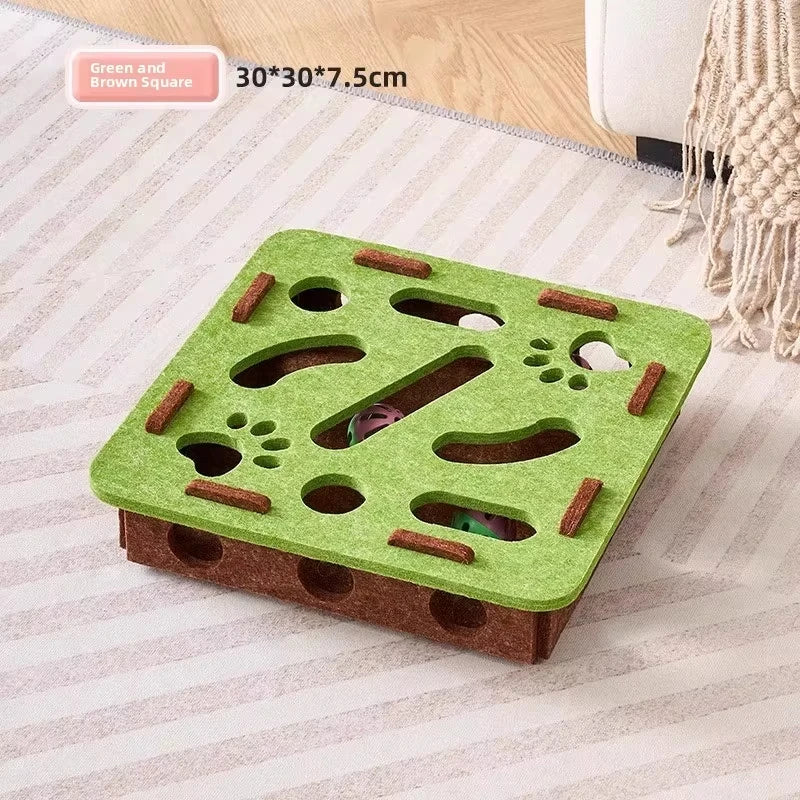 Felt Puzzle Box Cat Toy - Interactive Ball Hunting Game
