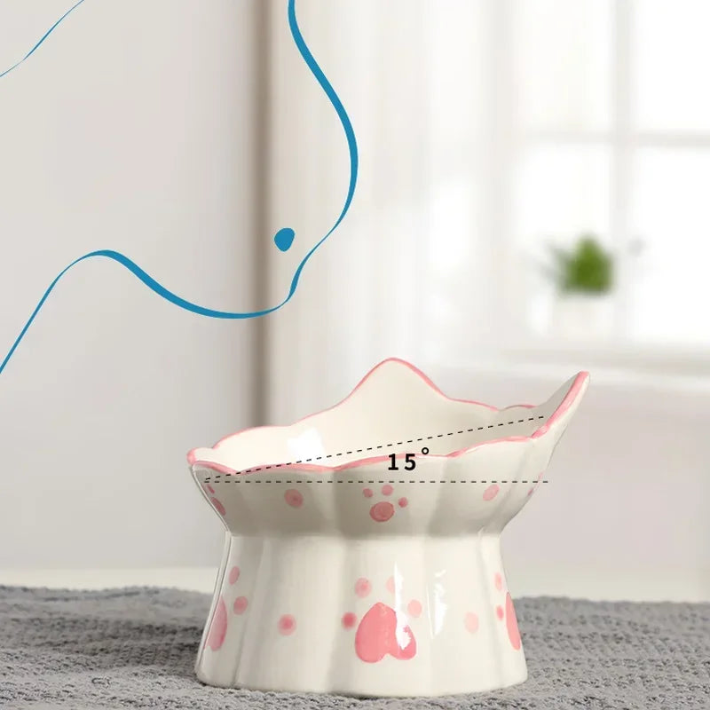Elevated Ceramic Pet Food Bowl Set - Raised Feeder for Cats & Small Dogs