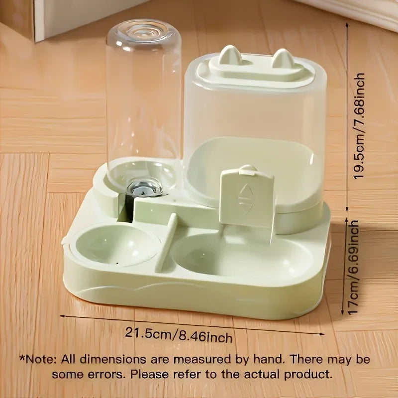 2-in-1 Large Capacity Cat Automatic Feeder, Water Dry Wet Separation Design No Battery Required - For Cats Small Dogs