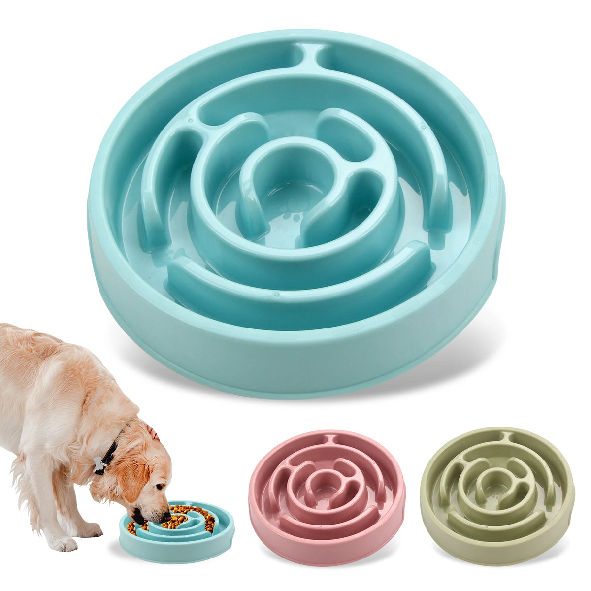 Fun Slow Feeder Puzzle Bowl for Dogs - Anti-Gulping, All Sizes