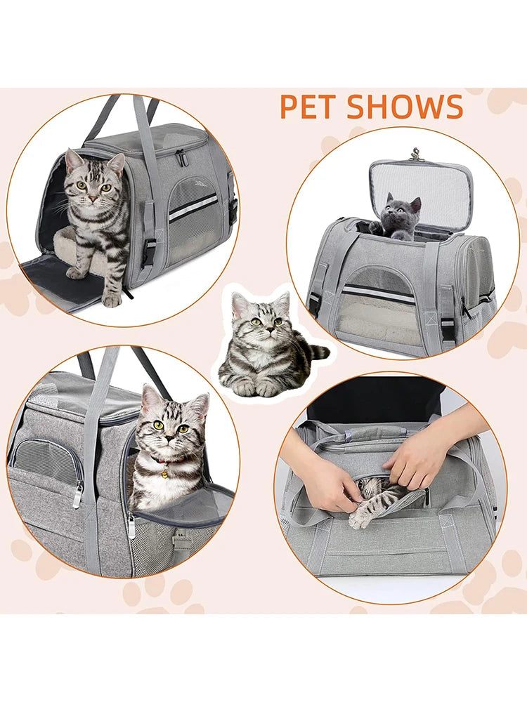 Soft Pet Carrier Bag - Airline Approved Travel Bag for Cats & Dogs up to 20 lbs
