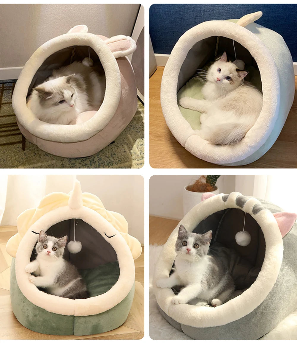 Foldable Cave Bed for Cats & Small Dogs - Cozy Deep Sleep Nest