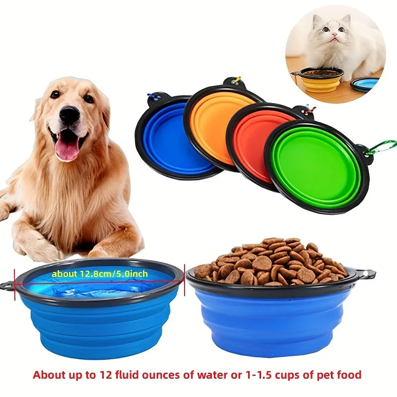 Collapsible Silicone Travel Bowl for Pets - Portable Outdoor Food & Water Bowl