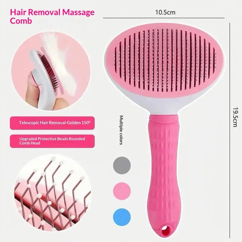 Pet Grooming Comb & Brush Set - Self-Cleaning Hair Remover for Dogs & Cats