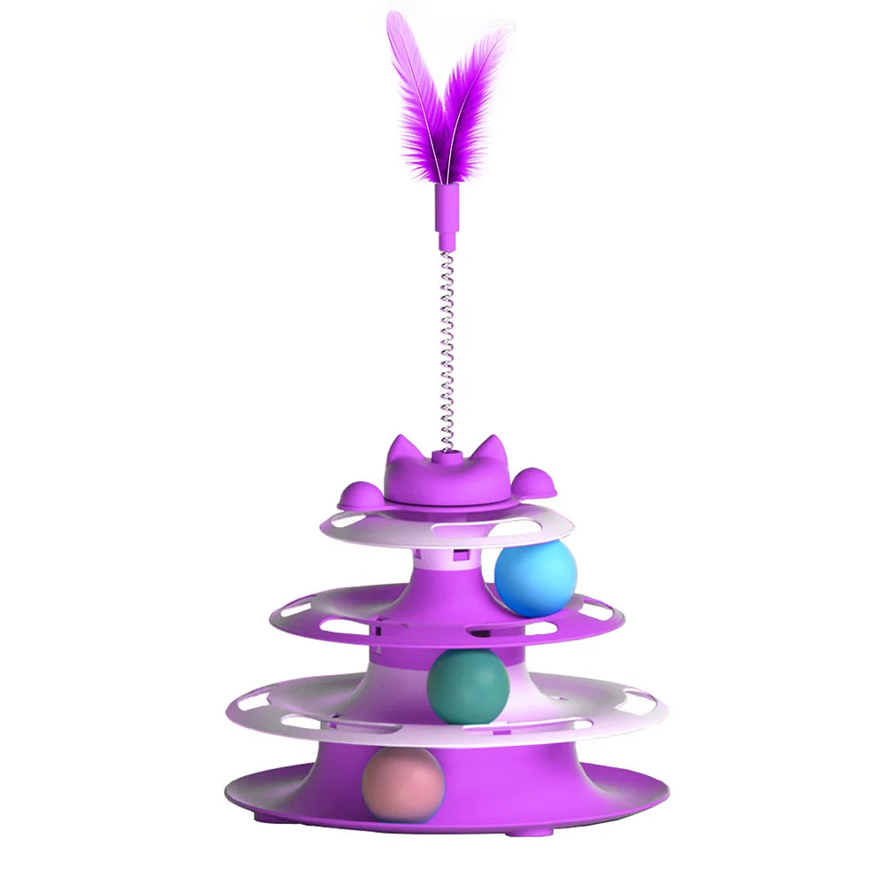 Interactive Turntable Cat Toy with Teaser Wand & Balls - Anti-Boredom Toy for Kittens & Cats