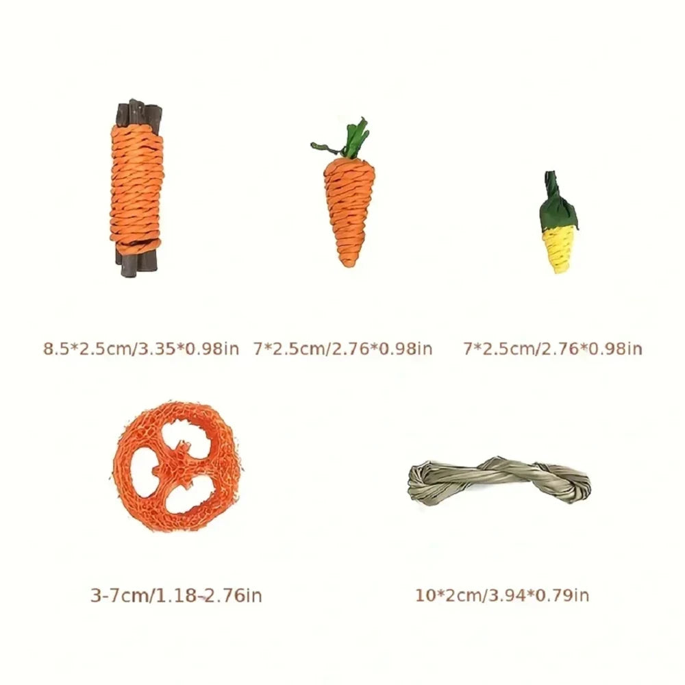 9-Piece Small Pet Chew Toy Set - Fun Grinding Toys for Rabbits & Hamsters