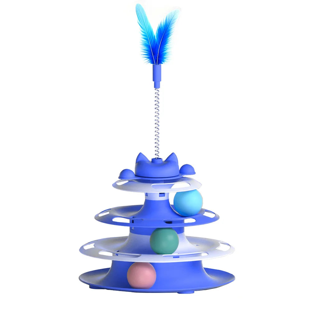 Interactive Turntable Cat Toy with Teaser Wand & Balls - Anti-Boredom Toy for Kittens & Cats