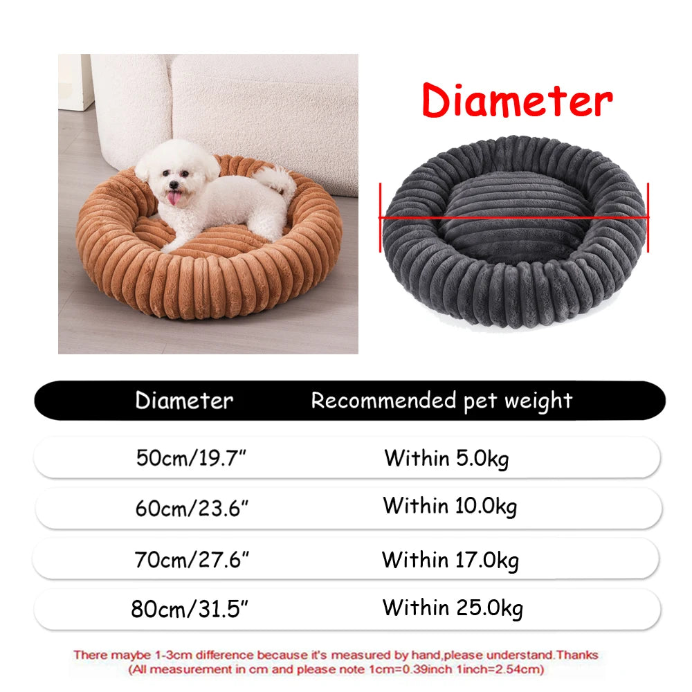 Round Plush Dog & Cat Bed House - Warm Winter Cave, 6 Sizes