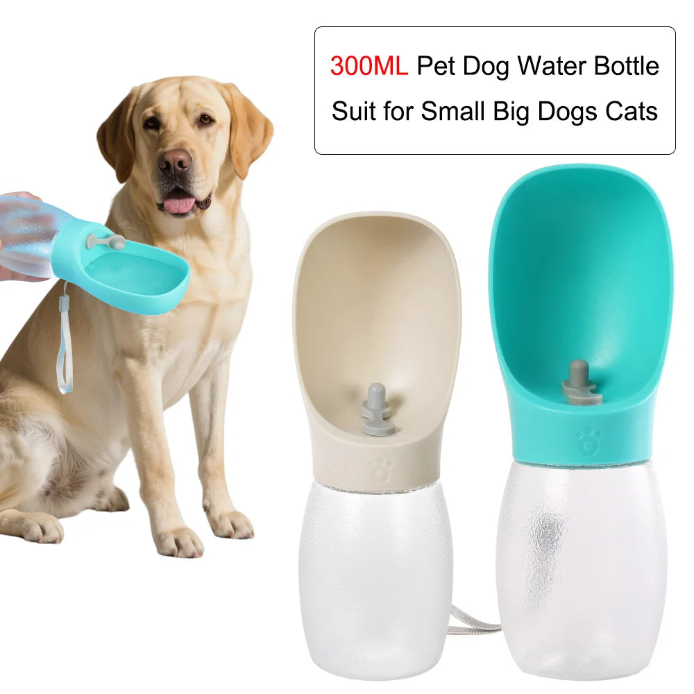 Portable Dog Water Bottle 300ml - Hiking Bowl Feeder for Dogs & Cats