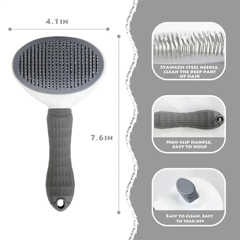Self-Cleaning Pet Grooming Brush - Dematting Comb for Dogs & Cats