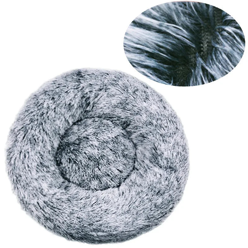 Round Plush Dog & Cat Bed House - Warm Winter Cave, 6 Sizes