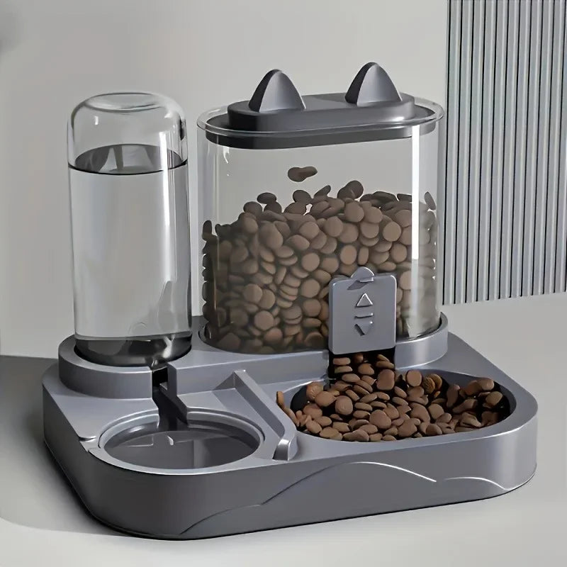 2-in-1 Large Capacity Cat Automatic Feeder, Water Dry Wet Separation Design No Battery Required - For Cats Small Dogs