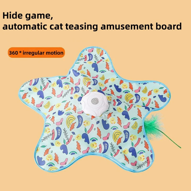 Interactive Cat Scratcher Carpet - Star-Shaped Hunting Toy with Teaser