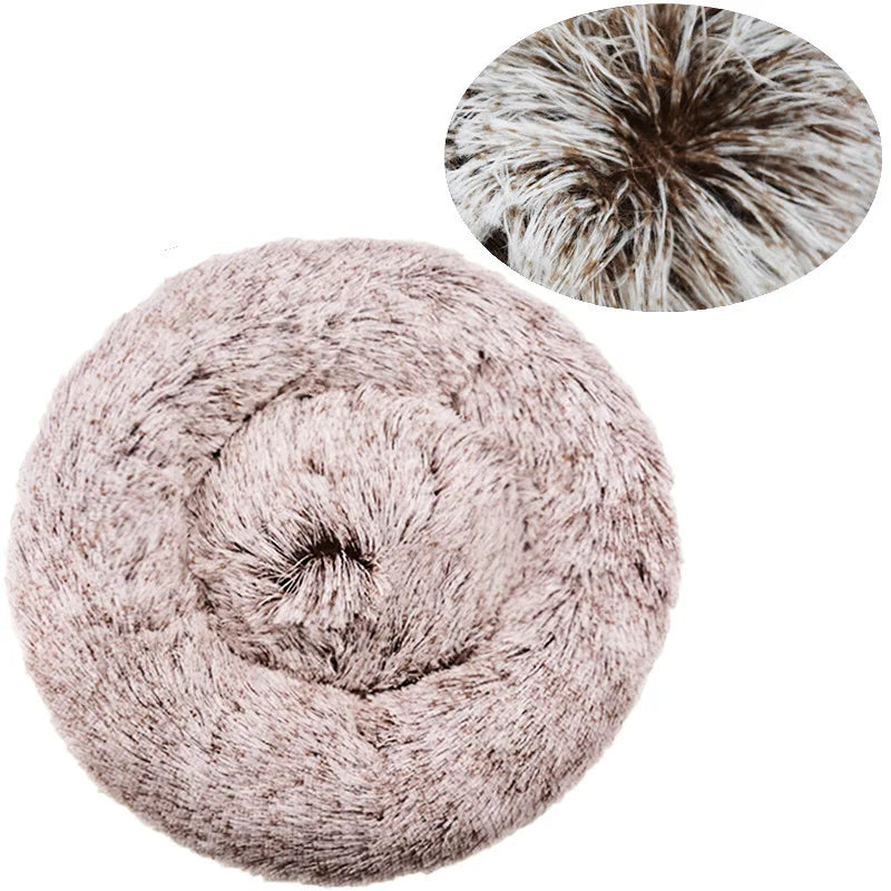 Round Plush Dog & Cat Bed House - Warm Winter Cave, 6 Sizes