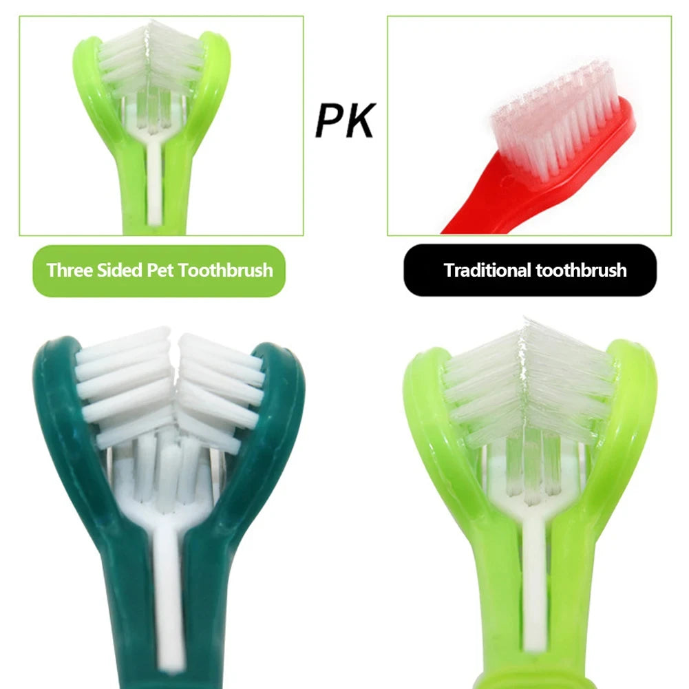 3-Sided Pet Toothbrush for Dental Care