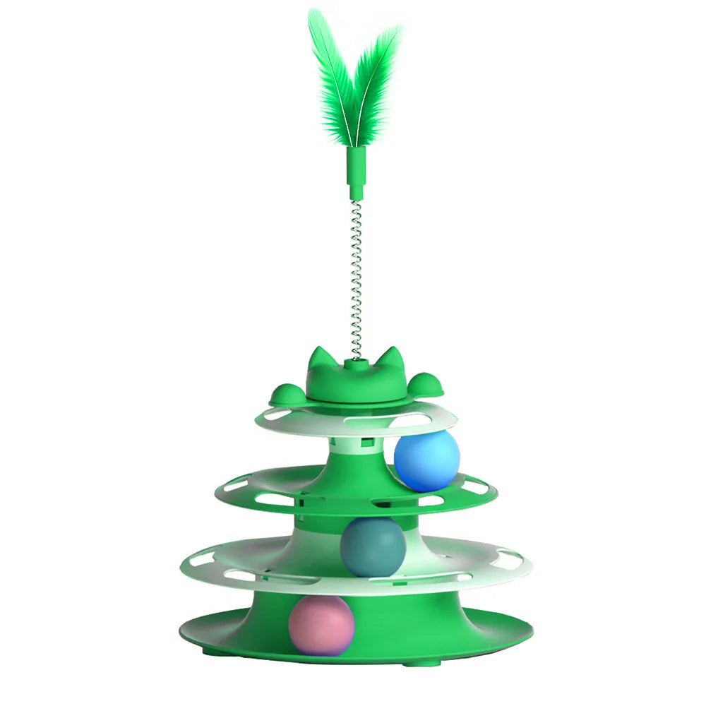 Interactive Turntable Cat Toy with Teaser Wand & Balls - Anti-Boredom Toy for Kittens & Cats
