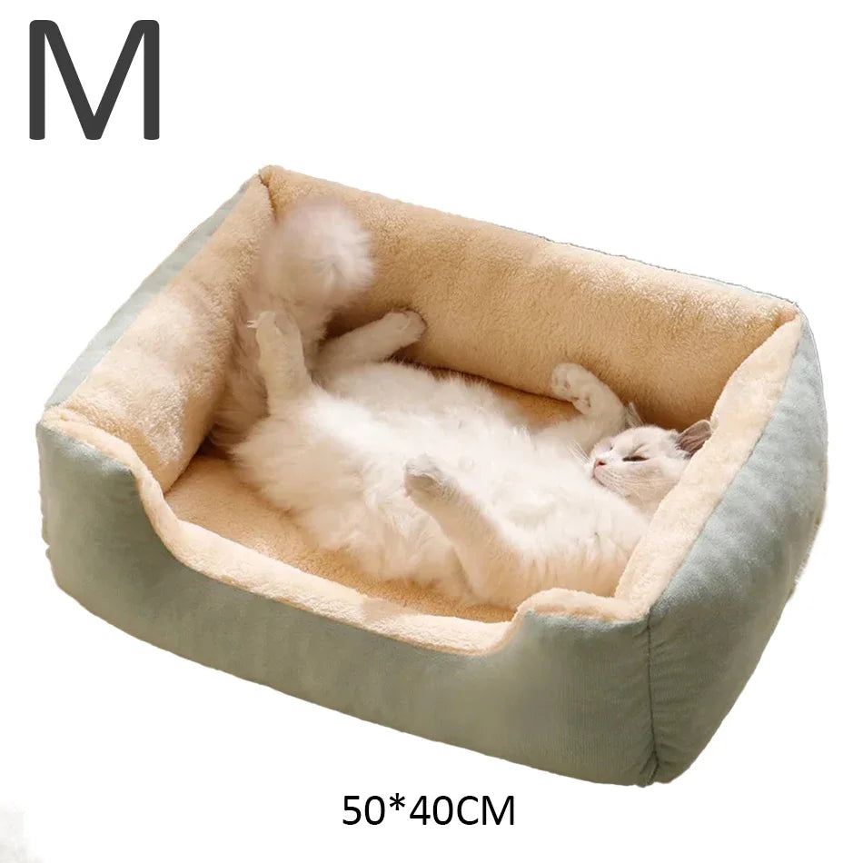 Cozy Basket Bed for Cats & Small Dogs - Soft Cushioned House