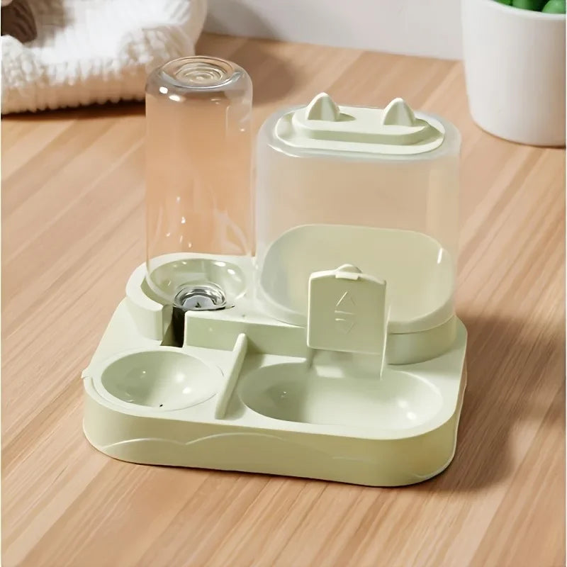 2-in-1 Large Capacity Cat Automatic Feeder, Water Dry Wet Separation Design No Battery Required - For Cats Small Dogs