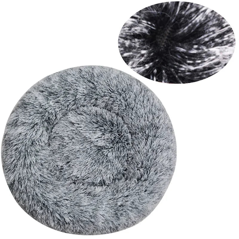 Round Plush Dog & Cat Bed House - Warm Winter Cave, 6 Sizes