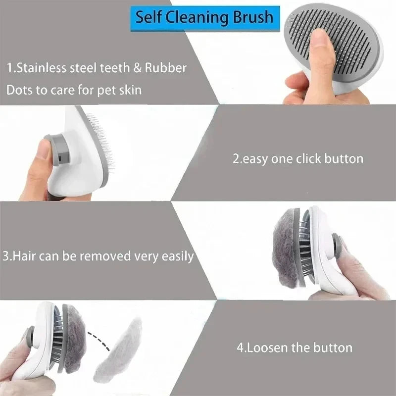 Self-Cleaning Pet Grooming Brush - Dematting Comb for Dogs & Cats