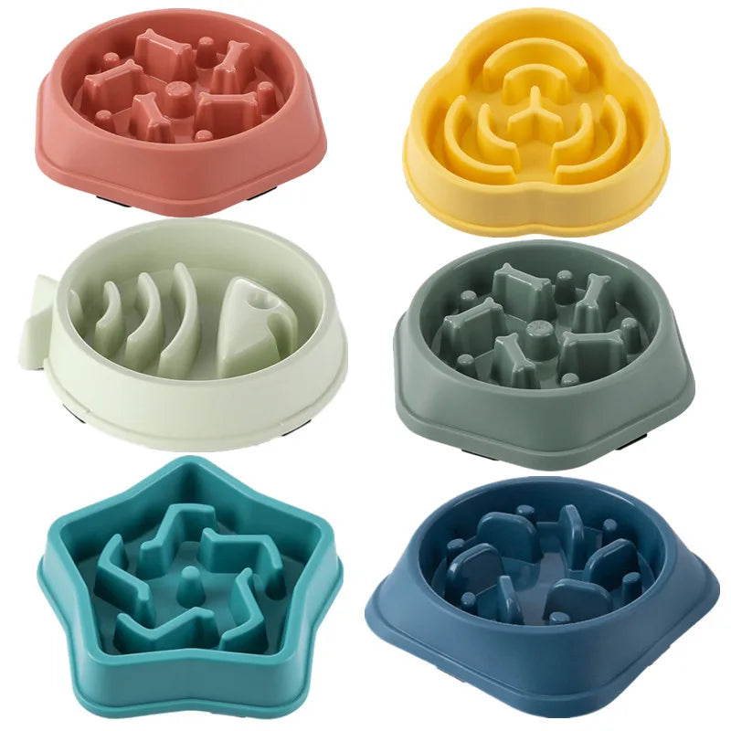 Round Non-Slip Slow Feed Bowl for Cats & Dogs - Anti-Choking Design