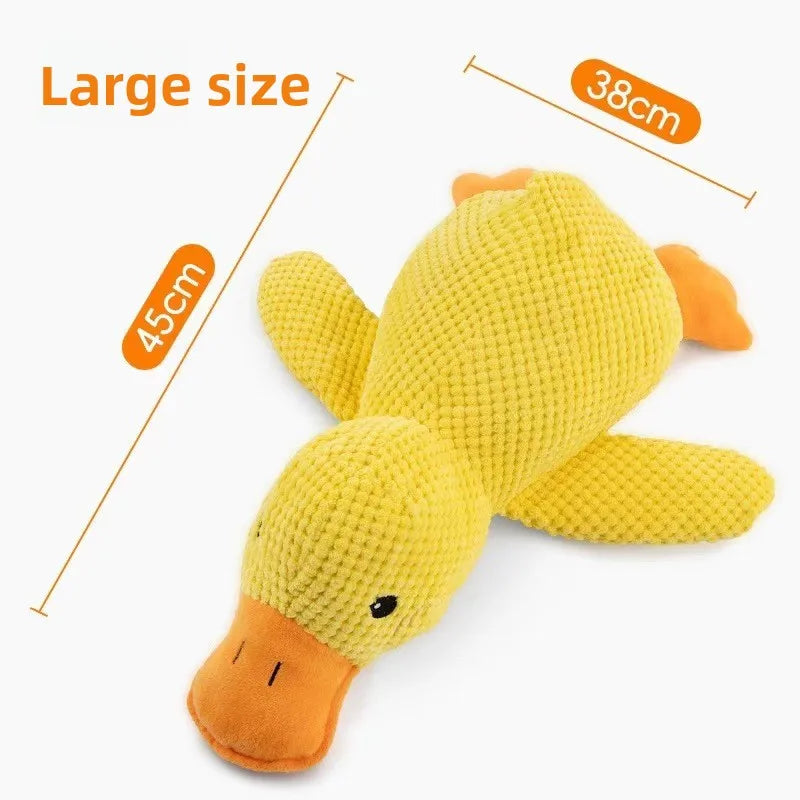 Yellow Duck Plush Dog Toy - Bite Resistant Squeaky Chew Toy for Small & Medium Dogs