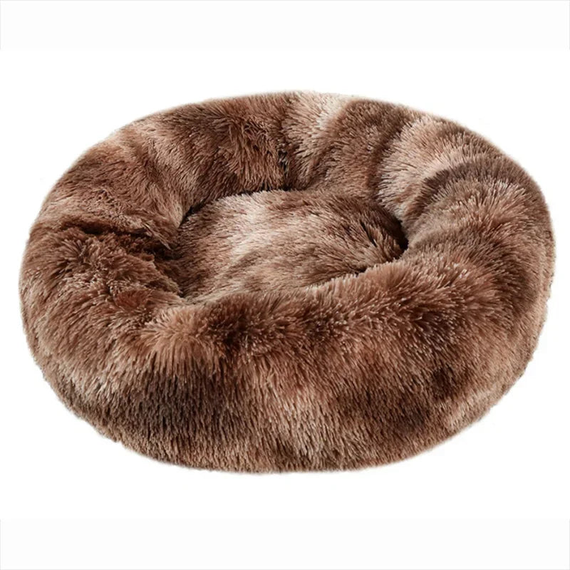 Round Plush Dog & Cat Bed House - Warm Winter Cave, 6 Sizes