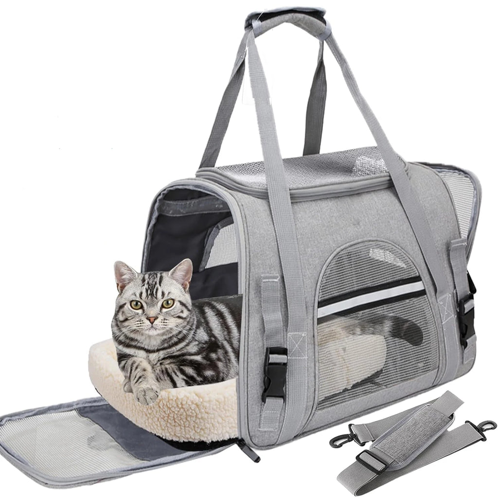 Soft Pet Carrier Bag - Airline Approved Travel Bag for Cats & Dogs up to 20 lbs