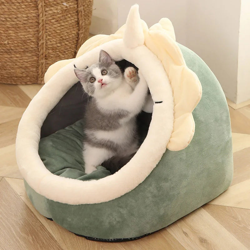 Foldable Cave Bed for Cats & Small Dogs - Cozy Deep Sleep Nest