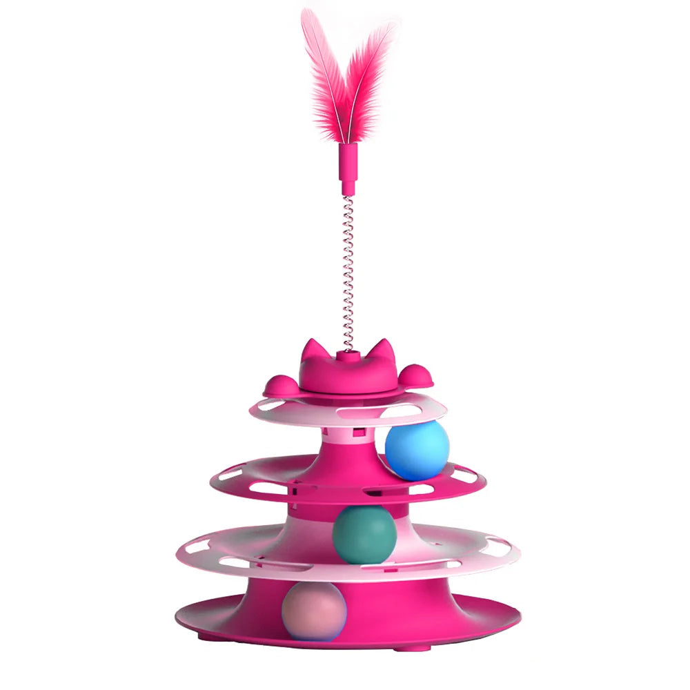 Interactive Turntable Cat Toy with Teaser Wand & Balls - Anti-Boredom Toy for Kittens & Cats