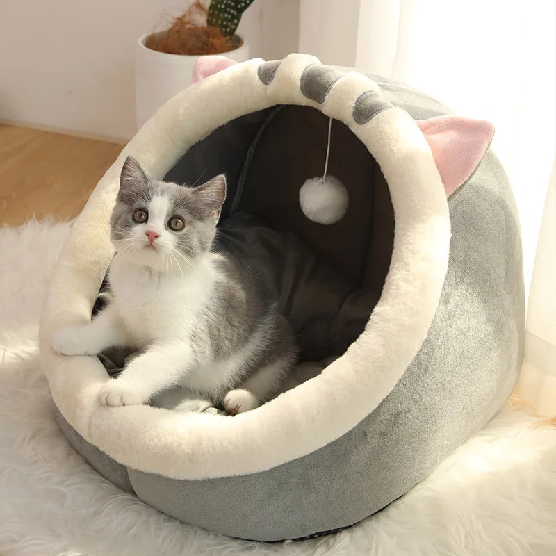 Foldable Cave Bed for Cats & Small Dogs - Cozy Deep Sleep Nest