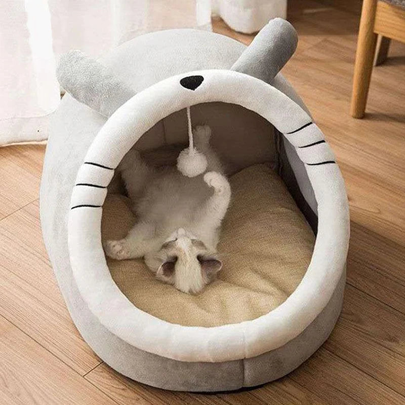 Foldable Cave Bed for Cats & Small Dogs - Cozy Deep Sleep Nest