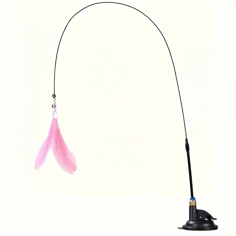 Interactive Cat Teaser Wand - Bell & Feather Toy with Suction Pole