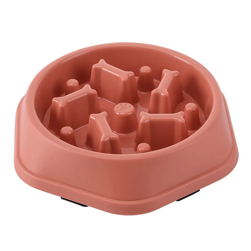 Round Non-Slip Slow Feed Bowl for Cats & Dogs - Anti-Choking Design