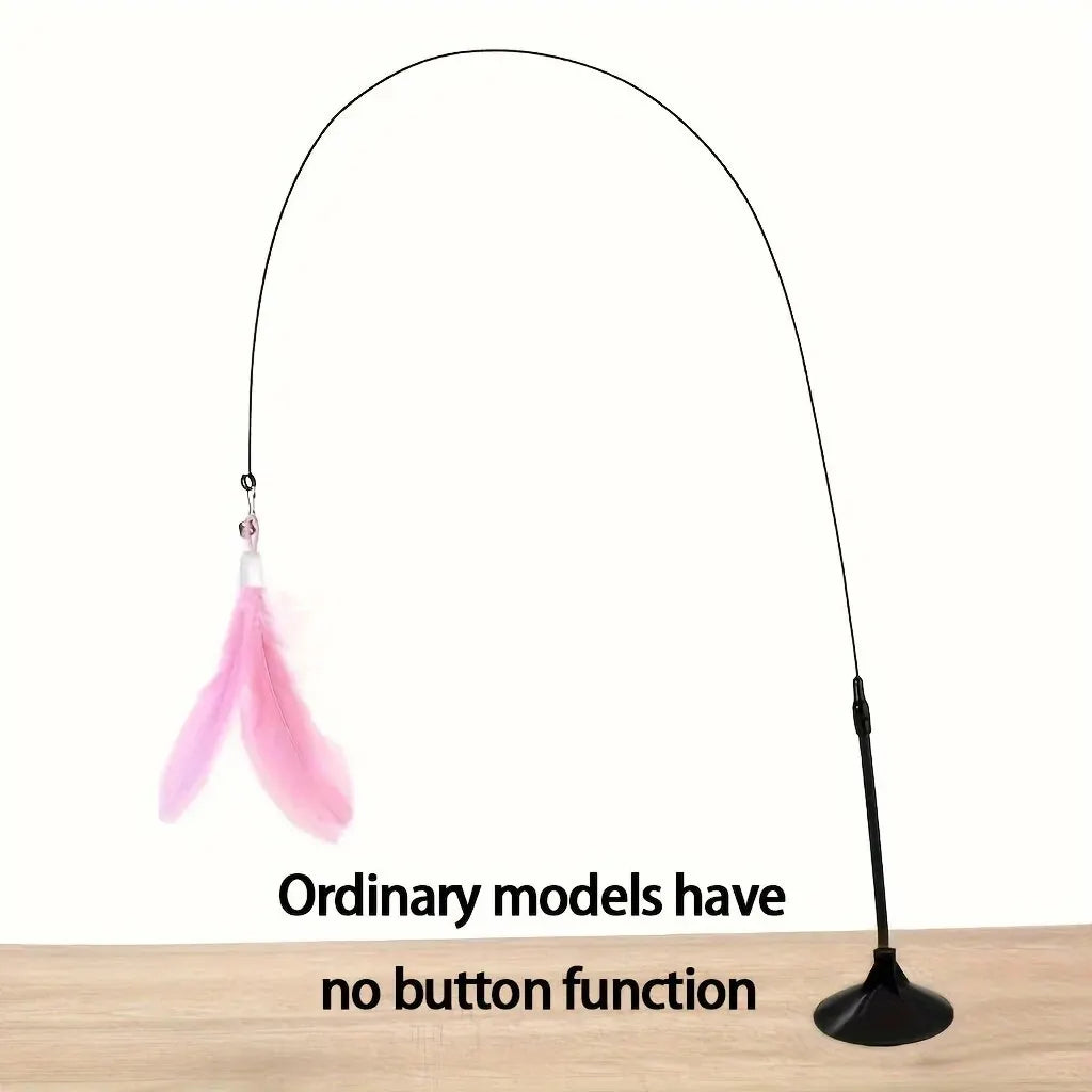 Interactive Cat Teaser Wand - Bell & Feather Toy with Suction Pole