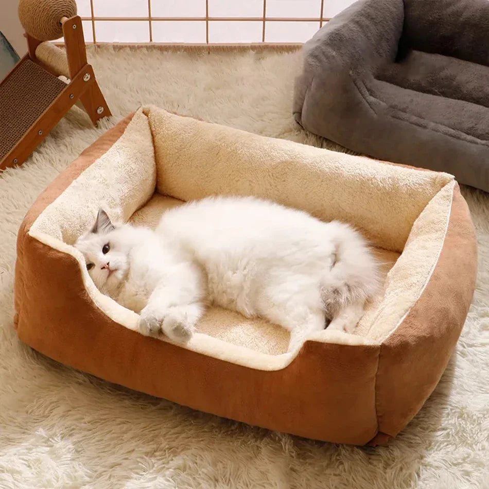 Cozy Basket Bed for Cats & Small Dogs - Soft Cushioned House