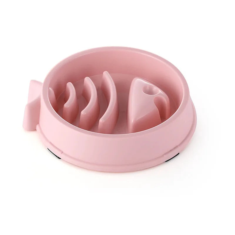 Round Non-Slip Slow Feed Bowl for Cats & Dogs - Anti-Choking Design