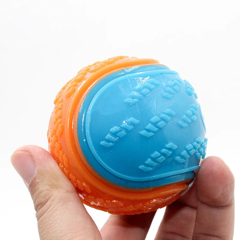 Soft TPR Squeaky Ball Toy - Teeth Cleaning & Bite Resistant Chew Toy for Dogs