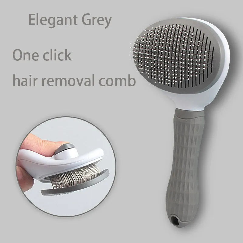 One-Click Pet Hair Remover Brush - Deshedding Comb for Dogs & Cats