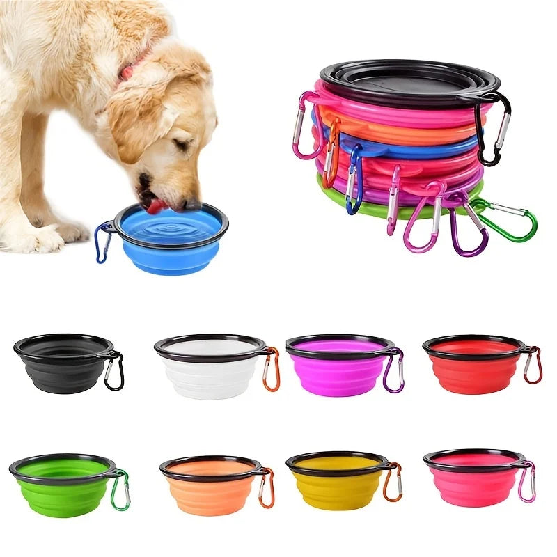 Collapsible Silicone Travel Bowl for Pets - Portable Outdoor Food & Water Bowl