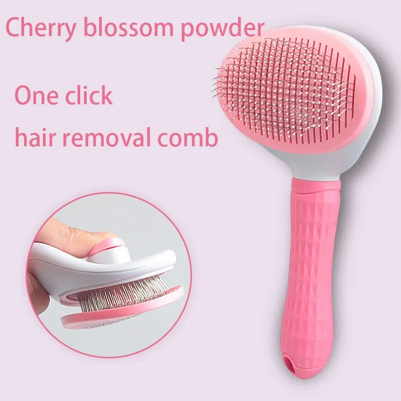 One-Click Pet Hair Remover Brush - Deshedding Comb for Dogs & Cats