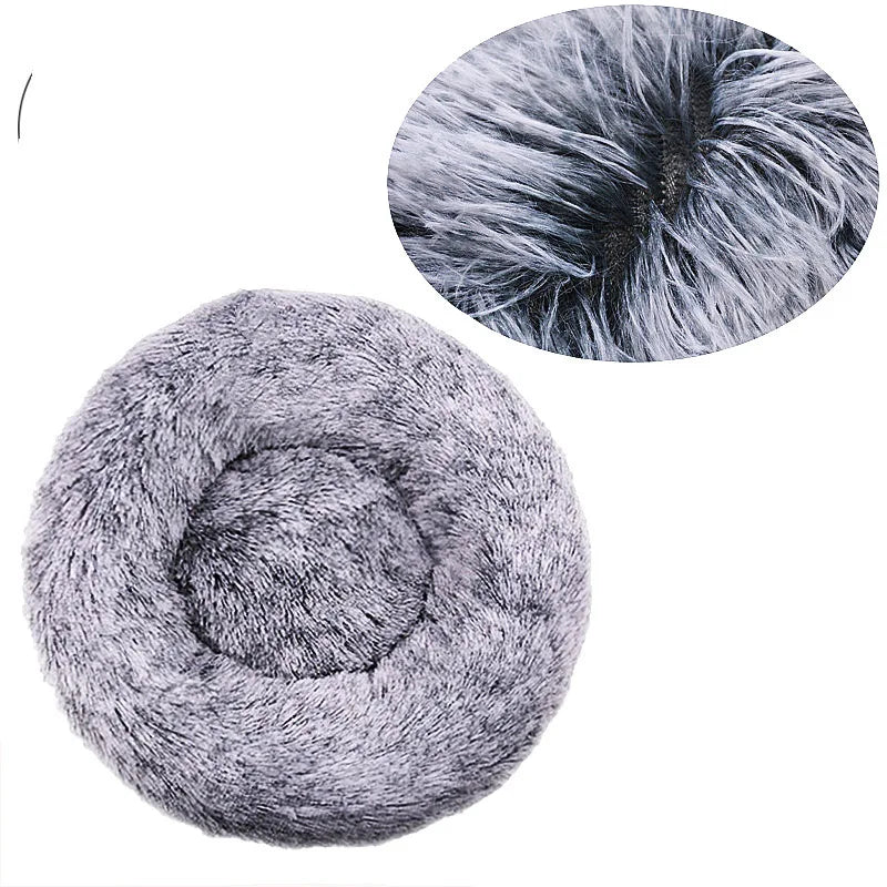 Round Plush Dog & Cat Bed House - Warm Winter Cave, 6 Sizes