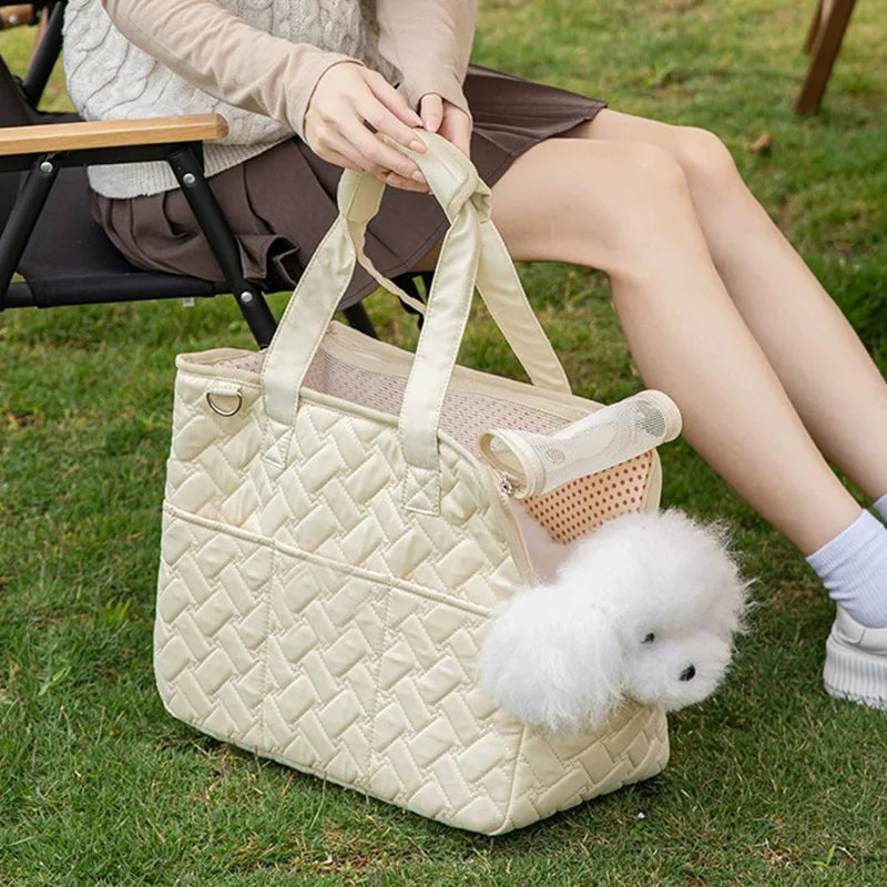 Portable Handheld Pet Travel Bag - Breathable Carrier for Small Dogs & Cats up to 6.5kg