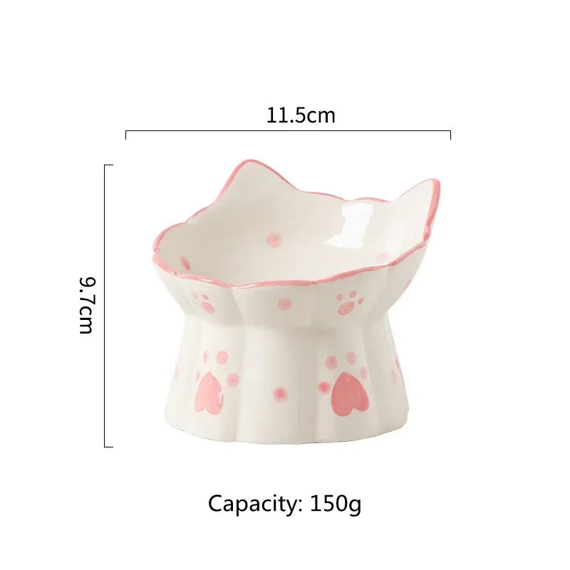 Elevated Ceramic Pet Food Bowl Set - Raised Feeder for Cats & Small Dogs