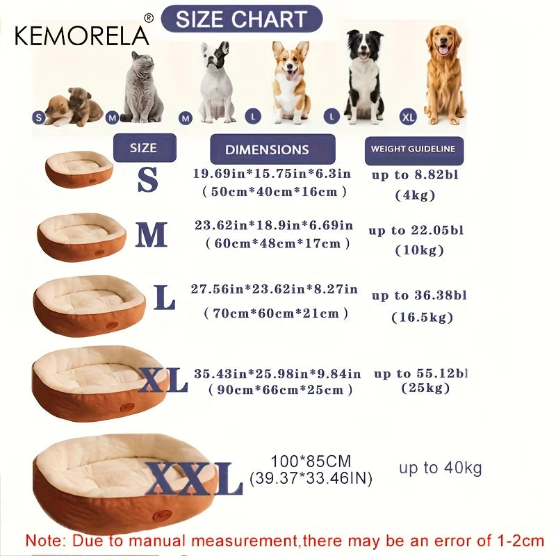 Oval Snuggle Pet Bed - Plush Warm Bed for Cats & Small Dogs