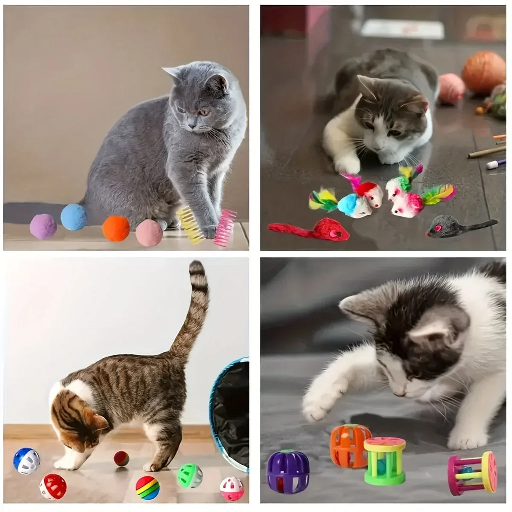 Cat Toy Variety Pack - Mixed Plush & Plastic Toys, 14/28/56pc