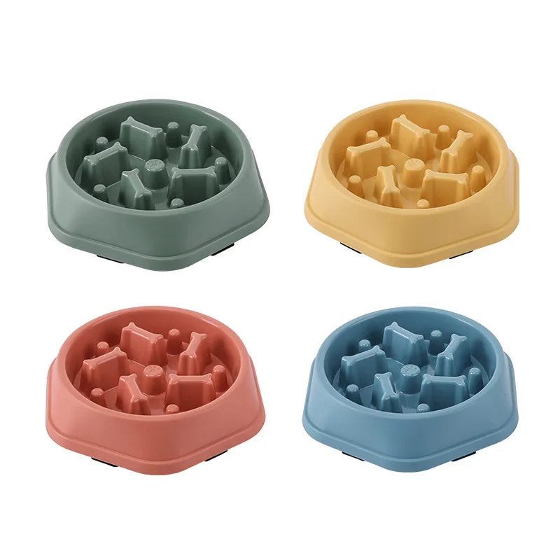 Round Non-Slip Slow Feed Bowl for Cats & Dogs - Anti-Choking Design