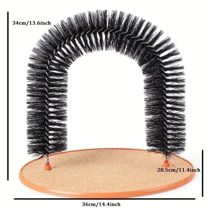 Cat Self-Groomer Arch - Corner Massage Brush with Scratch Pad