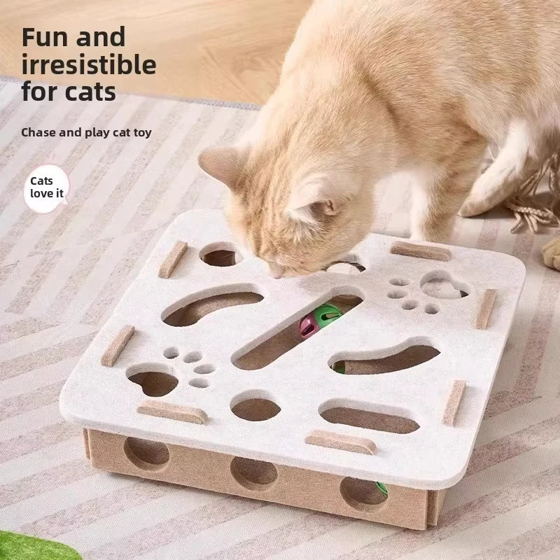 Felt Puzzle Box Cat Toy - Interactive Ball Hunting Game